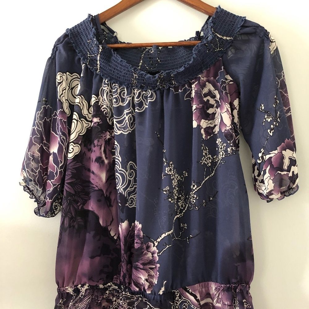 Guess Jeans Floral Sheer Blouse Size M
